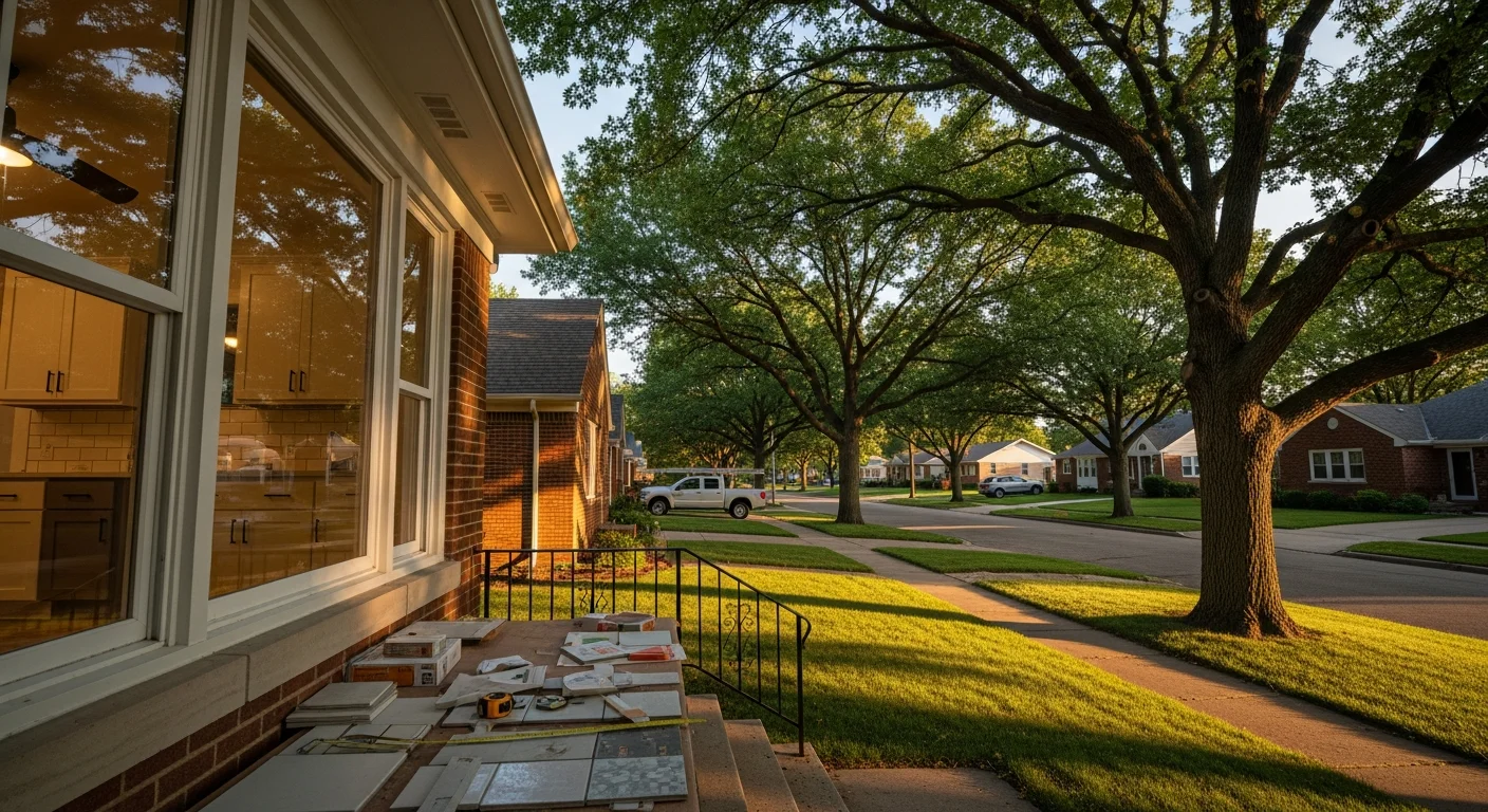 A well-maintained residential street in Lincoln with tree-lined sidewalks and a mix of single-family homes and rental properties typical of the city's established neighborhoods.