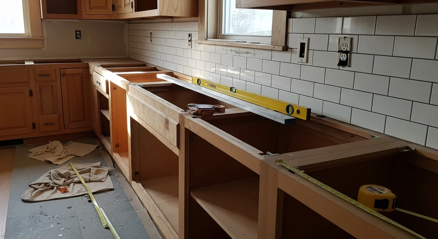 A remodeled kitchen in a Lincoln, NE home featuring new tile backsplash, updated cabinetry, and stone countertops. The space shows clean lines and a practical layout suited to everyday use.